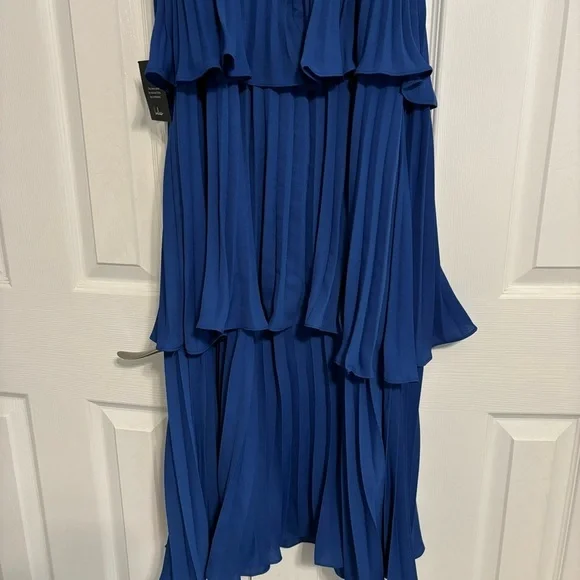 Lulu’s Cascading Crush Blue Tiered Bustier Midi Dress NWT - Picture 6 of 8
